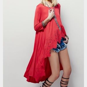 Meadowlands high low tunic -RED